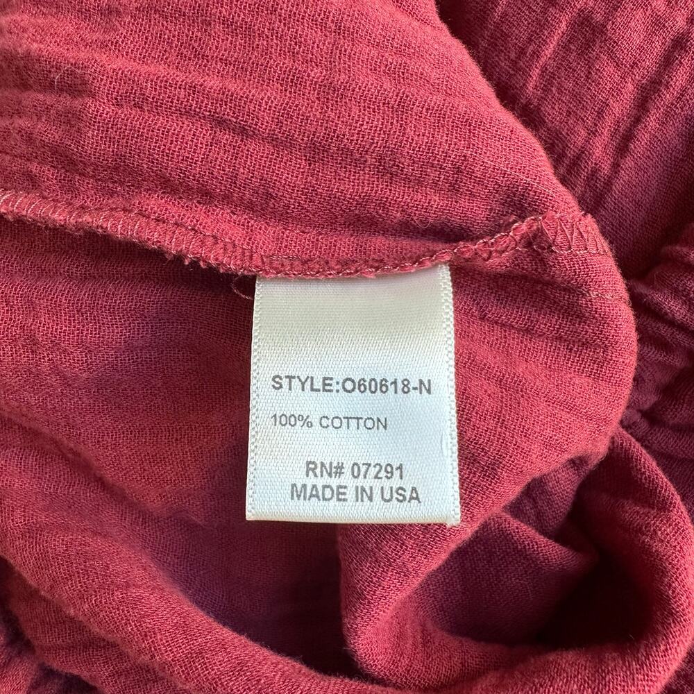 Johnny Was Calme Red Gauze Cotton Boho Beach High Slit Pant BNWT - Picture 5 of 6